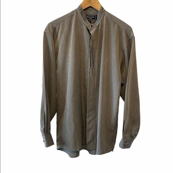 MENS BRUTTINI Grey Button Up Dress Shirt Italian S - Picture 1 of 10